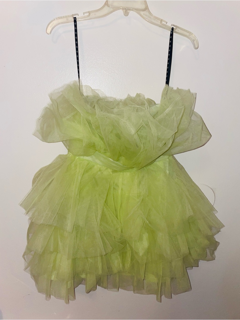Missguided + Lime Green Tulle Ruffle Mini Dress